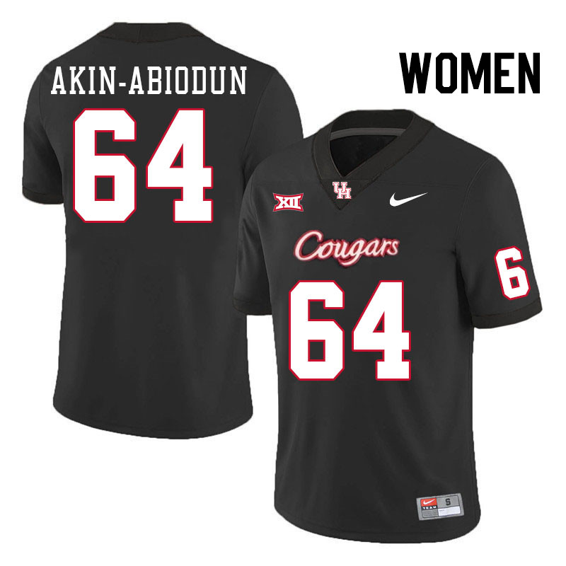 Women #64 Ezekiel Akin-Abiodun Houston Cougars College Football Jerseys Stitched-Black